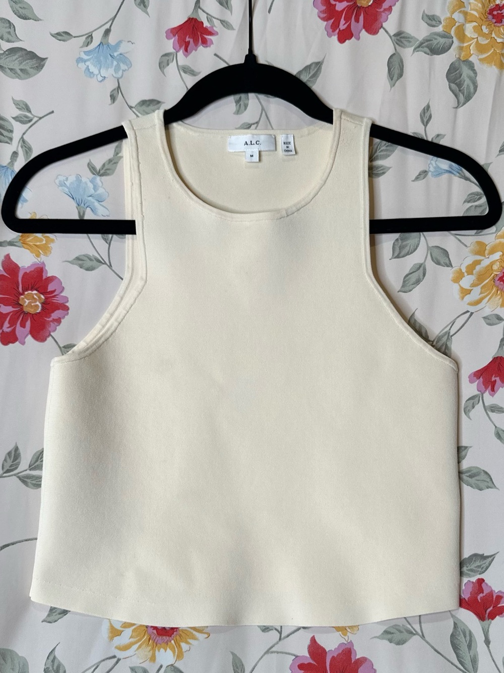 A.L.C. IVORY STRUCTURED CROP TANK TOP